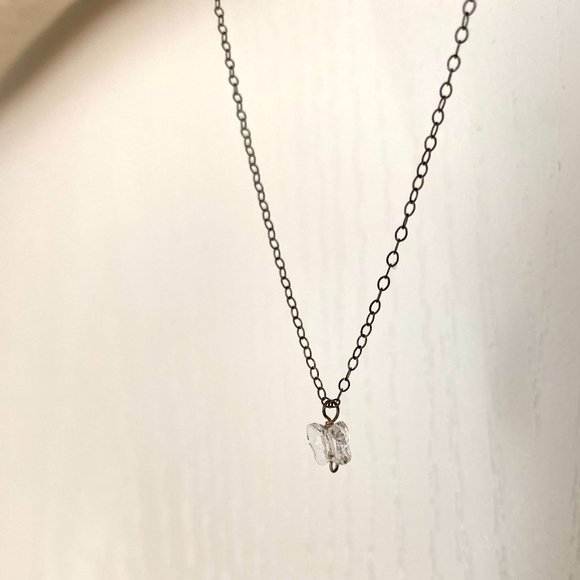 Vintage Silver Choker Necklace with Tiny Butterfly Charm Pendant - Picture 6 of 6